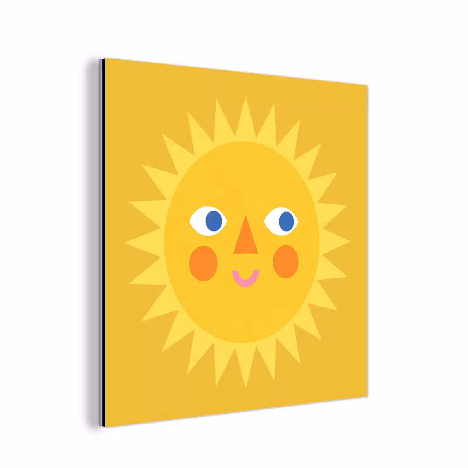 aluminium wall art - Sun - Face - Summer - Illustration - Yellow — 1
