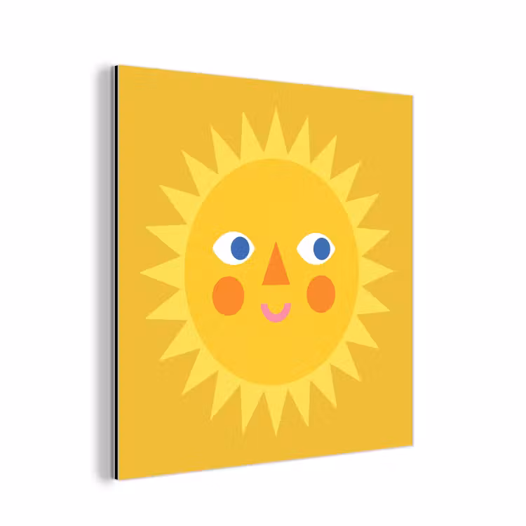aluminium wall art - Sun - Face - Summer - Illustration - Yellow — 1