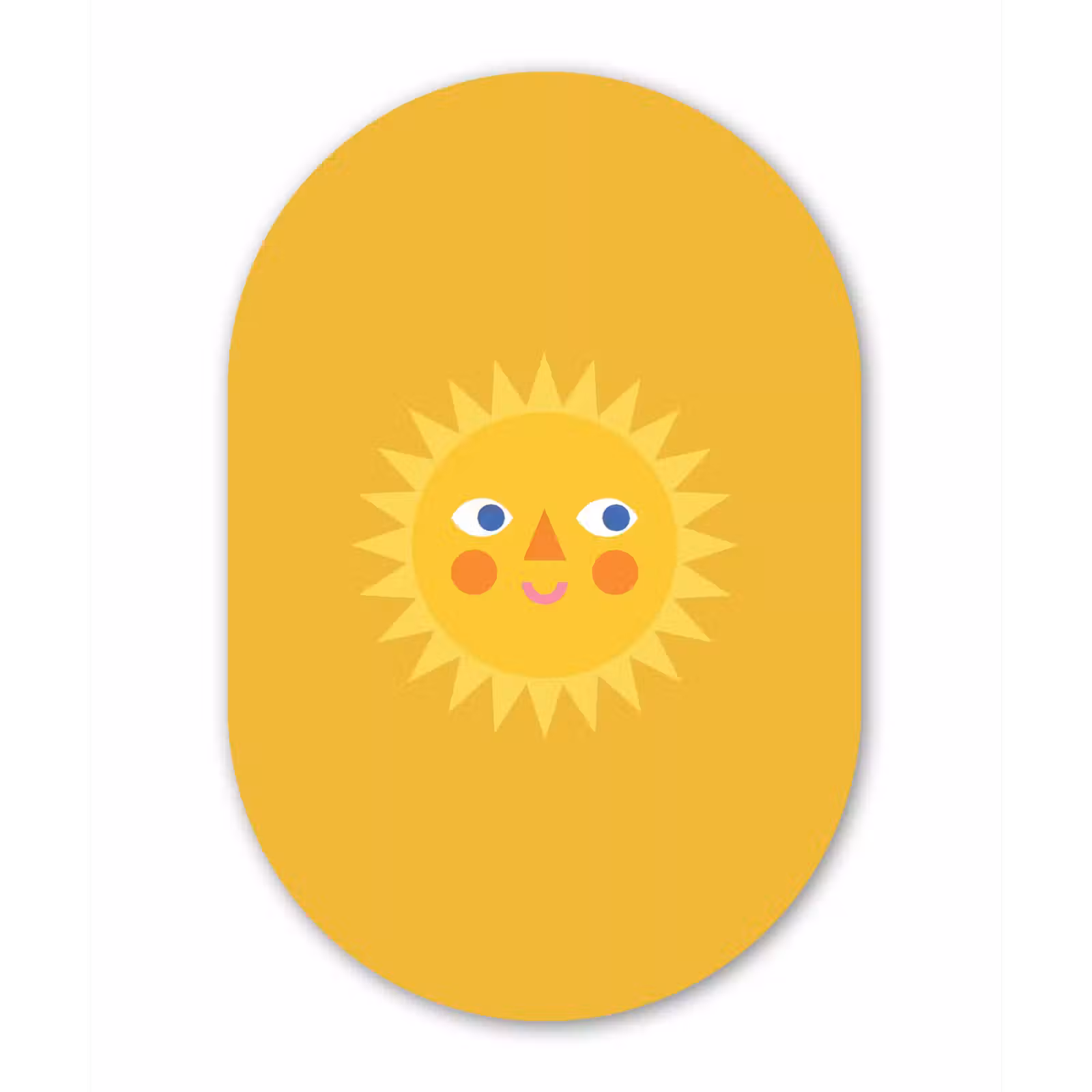 aluminium oval wall art - Sun - Face - Summer - Illustration - Yellow — 1