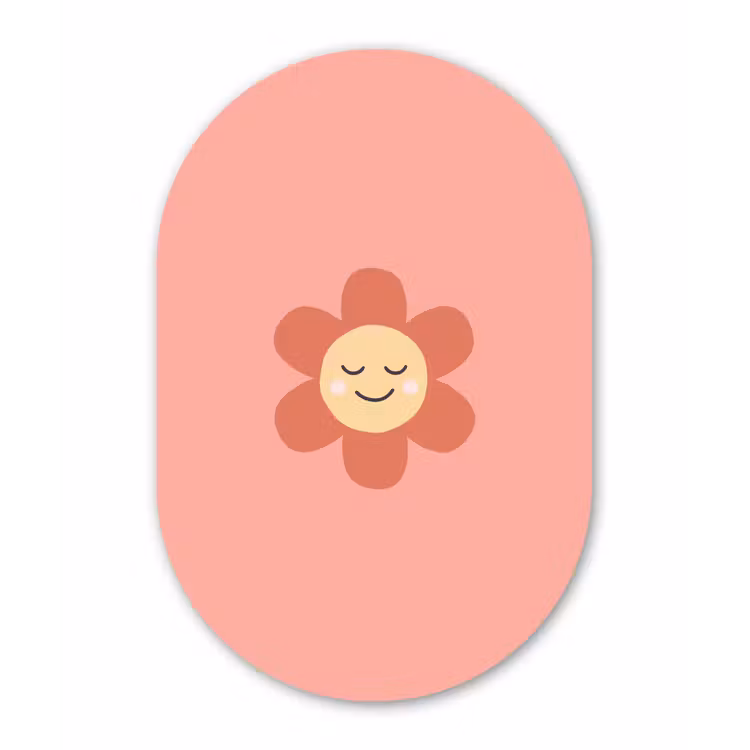aluminium oval wall art - Flowers - Cartoon - Child - Pink — 1