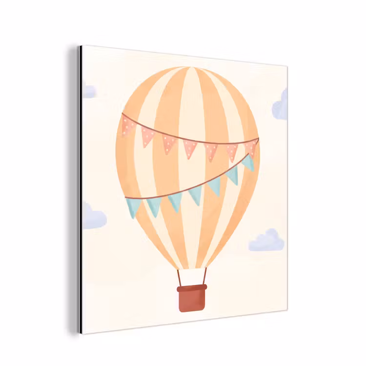 aluminium wall art - Hot Air Balloon - Clouds - Illustration - Soft - Children's Room — 1
