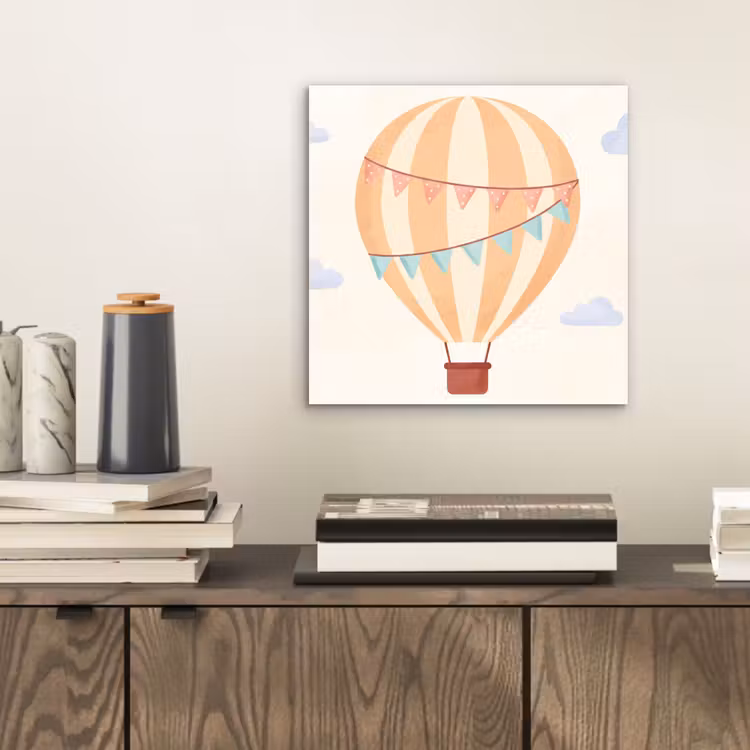 aluminium wall art - Hot Air Balloon - Clouds - Illustration - Soft - Children's Room — 2