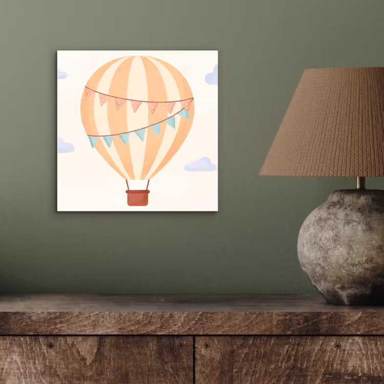 aluminium wall art - Hot Air Balloon - Clouds - Illustration - Soft - Children's Room — 3