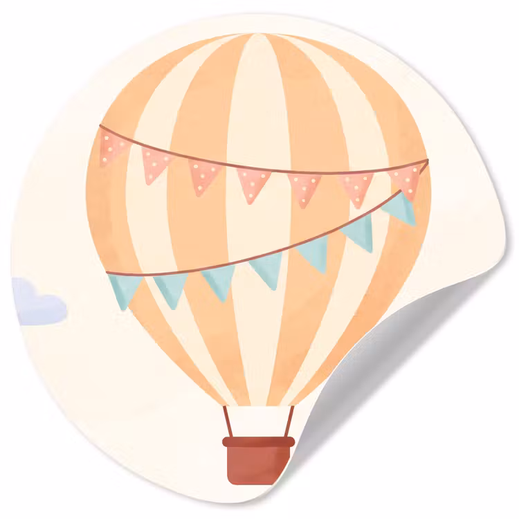 Wallpaper Circle - Hot Air Balloon - Clouds - Illustration - Soft - Children's Room — 1