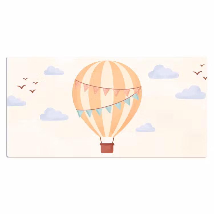 Desk Mat - Hot Air Balloon - Clouds - Illustration - Soft - Children's Room — 2