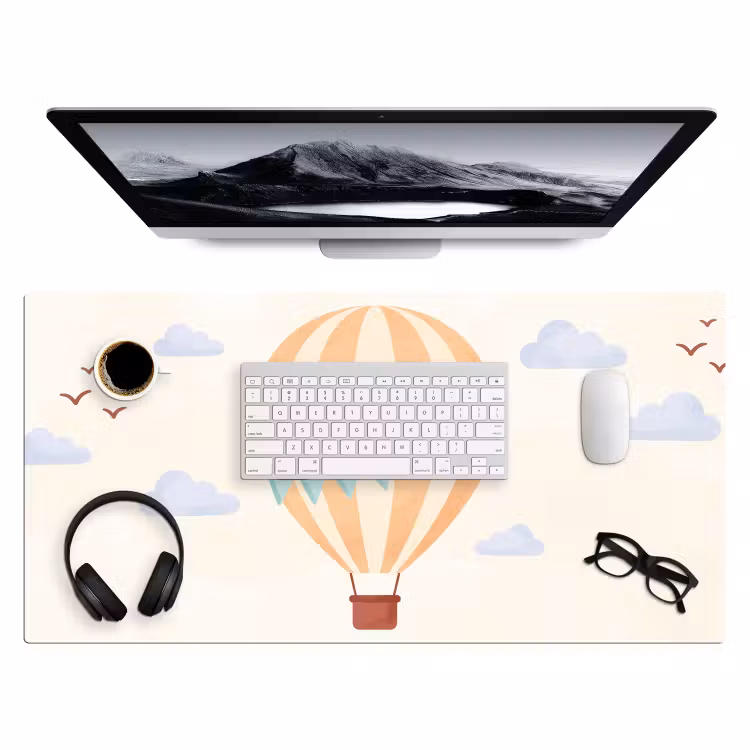 Desk Mat - Hot Air Balloon - Clouds - Illustration - Soft - Children's Room — 4