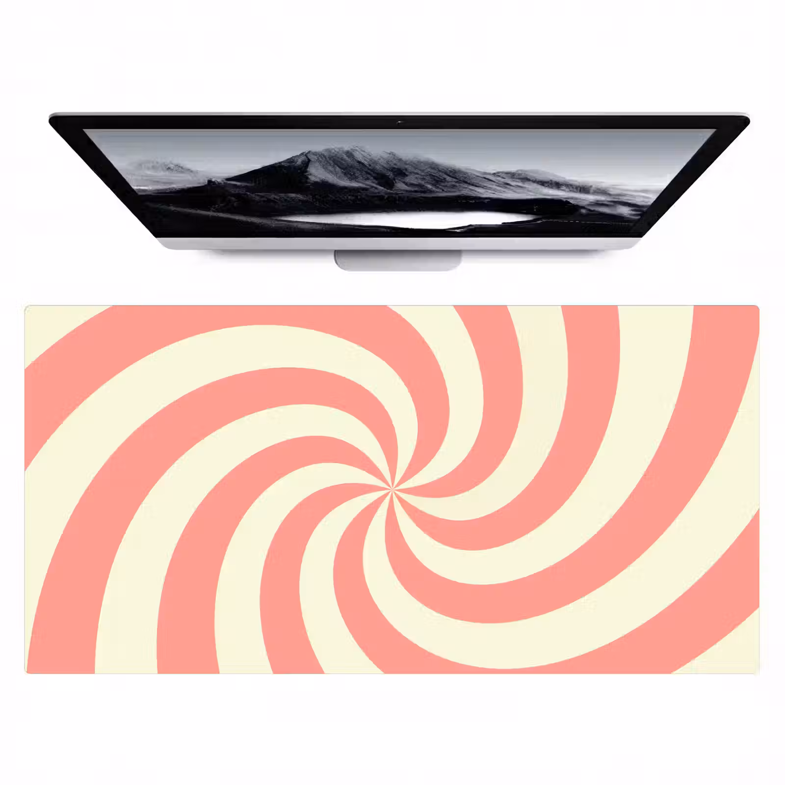 Desk Mat - Spiral - Pattern - Abstract - Pink - Beige — 1