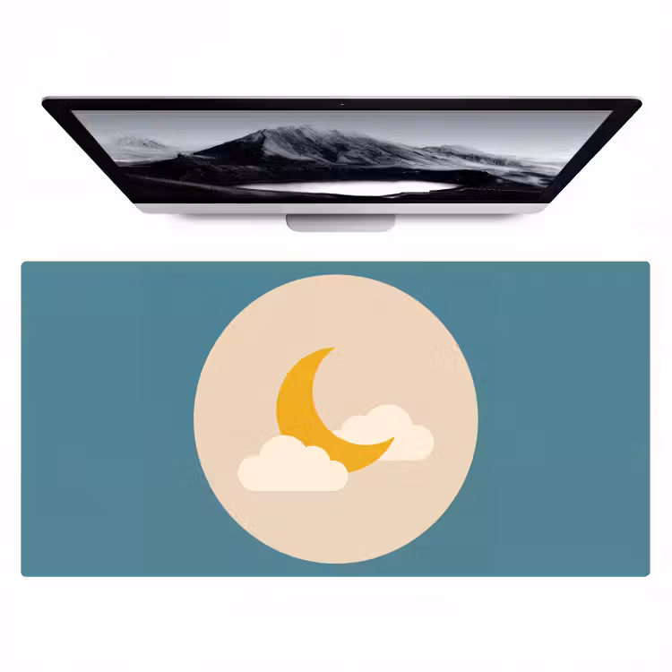Desk Mat - Moon - Clouds - Nature - Abstract - Yellow — 1