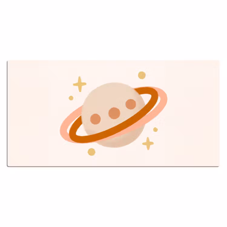 Desk Mat - Planet - Rings - Space - Illustration - Beige — 2