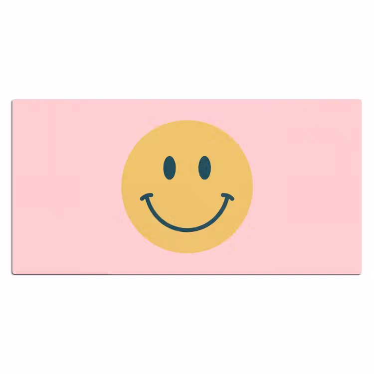 Desk Mat - Smiley - Yellow - Pink - Symbol - Minimalist — 2