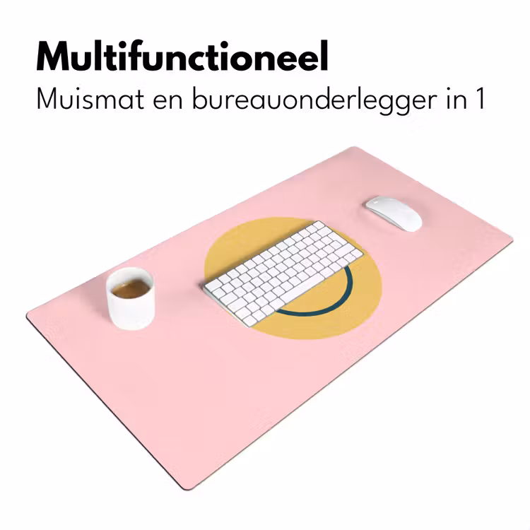 Desk Mat - Smiley - Yellow - Pink - Symbol - Minimalist — 7