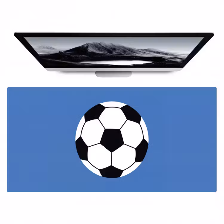 Desk Mat - Soccer - Black and White - Sports - Illustration - Blue — 1