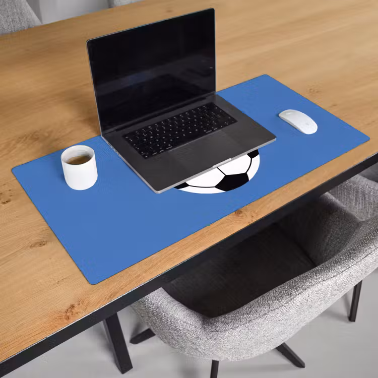 Desk Mat - Soccer - Black and White - Sports - Illustration - Blue — 3
