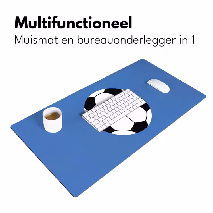 Desk Mat - Soccer - Black and White - Sports - Illustration - Blue — 7