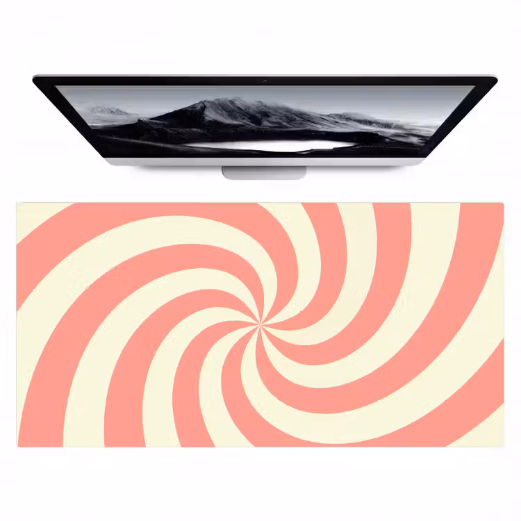 Desk Mat - Spiral - Pattern - Abstract - Pink - Beige — 1
