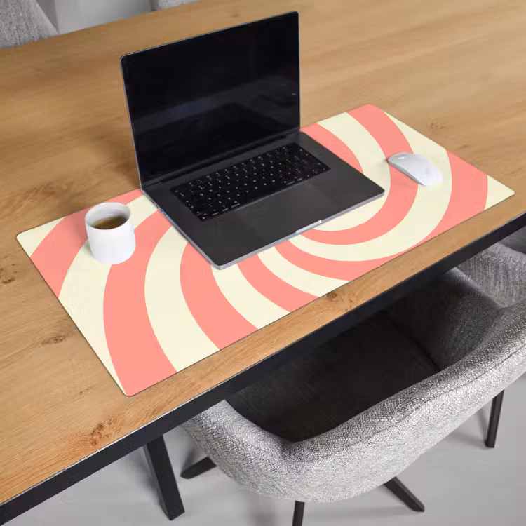 Desk Mat - Spiral - Pattern - Abstract - Pink - Beige — 3