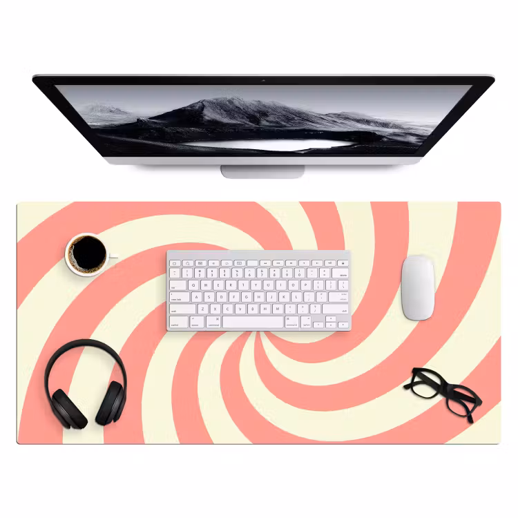 Desk Mat - Spiral - Pattern - Abstract - Pink - Beige — 4