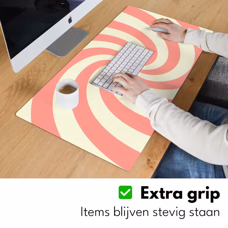 Desk Mat - Spiral - Pattern - Abstract - Pink - Beige — 6
