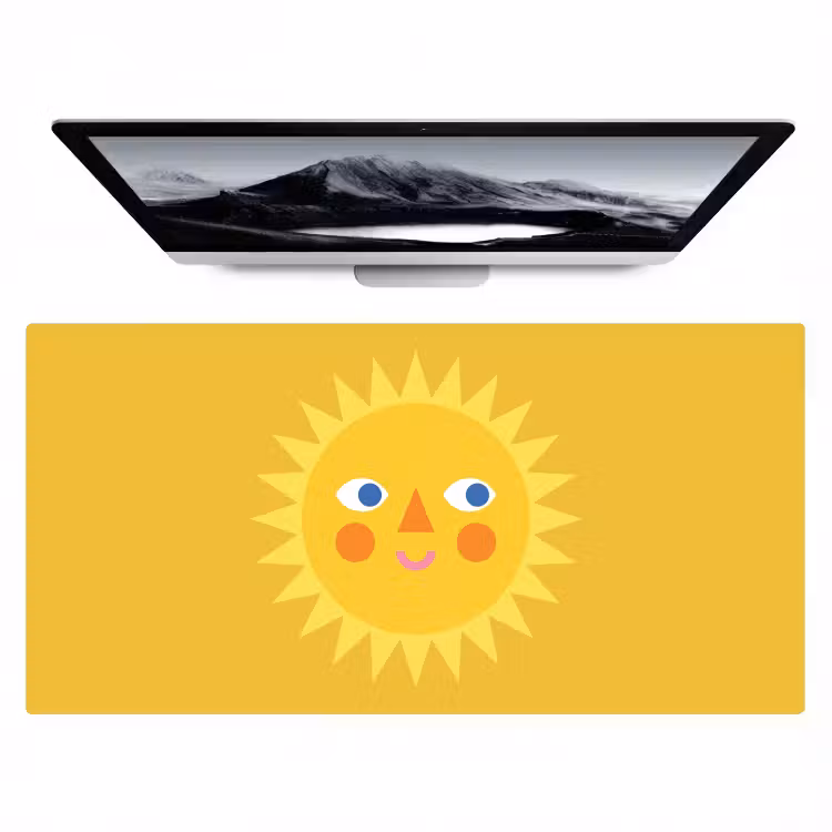 Desk Mat - Sun - Face - Summer - Illustration - Yellow — 1