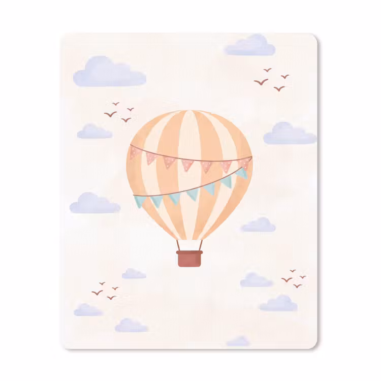 Mouse Pad - Hot Air Balloon - Clouds - Illustration - Soft - Children's Room — 1