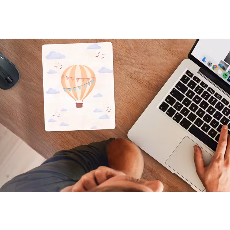 Mouse Pad - Hot Air Balloon - Clouds - Illustration - Soft - Children's Room — 2