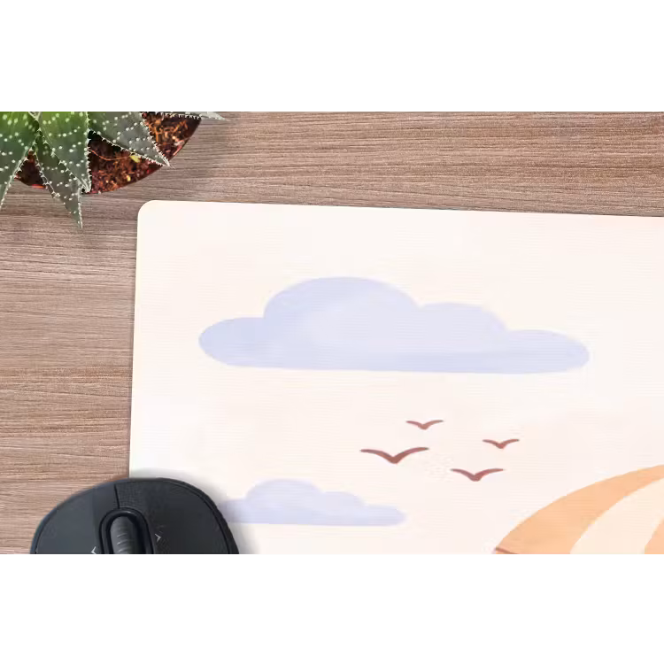 Mouse Pad - Hot Air Balloon - Clouds - Illustration - Soft - Children's Room — 5
