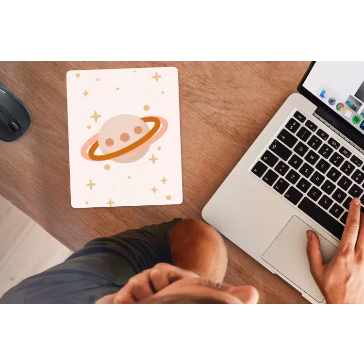 Mouse Pad - Planet - Rings - Space - Illustration - Beige — 2
