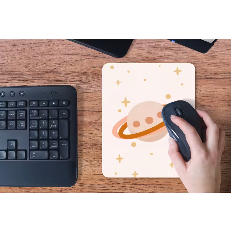 Mouse Pad - Planet - Rings - Space - Illustration - Beige — 3