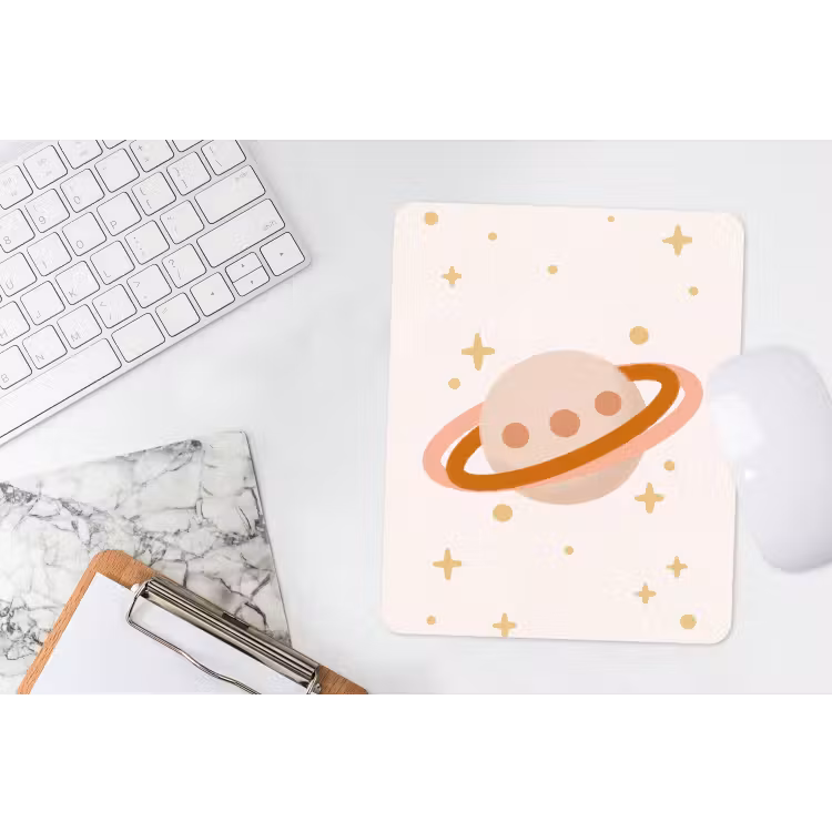 Mouse Pad - Planet - Rings - Space - Illustration - Beige — 4