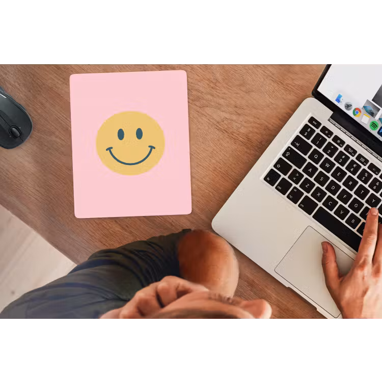 Mouse Pad - Smiley - Yellow - Pink - Symbol - Minimalist — 2