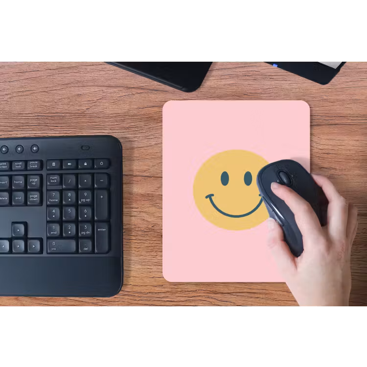 Mouse Pad - Smiley - Yellow - Pink - Symbol - Minimalist — 3