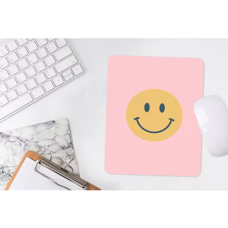 Mouse Pad - Smiley - Yellow - Pink - Symbol - Minimalist — 4