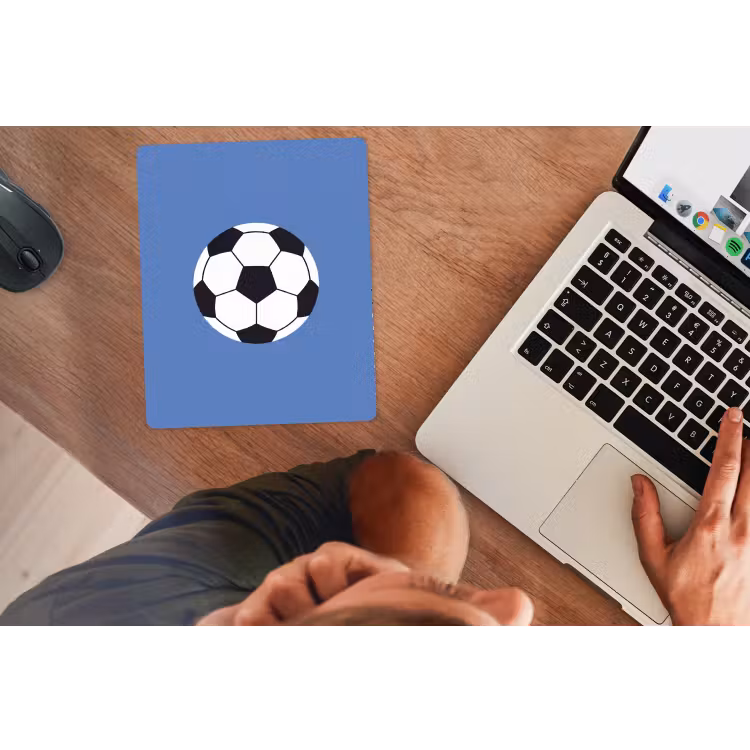 Mouse Pad - Soccer - Black and White - Sports - Illustration - Blue — 2