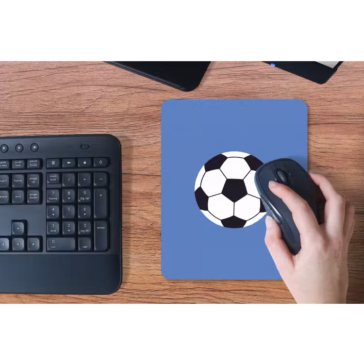 Mouse Pad - Soccer - Black and White - Sports - Illustration - Blue — 3