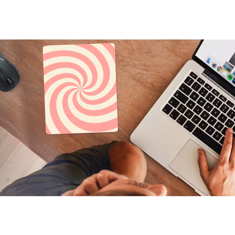 Mouse Pad - Spiral - Pattern - Abstract - Pink - Beige — 2