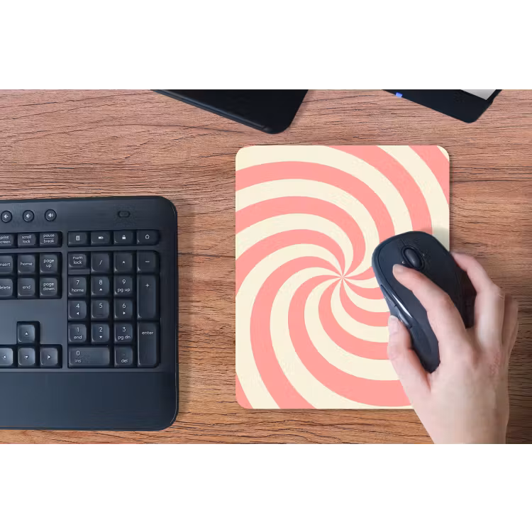 Mouse Pad - Spiral - Pattern - Abstract - Pink - Beige — 3