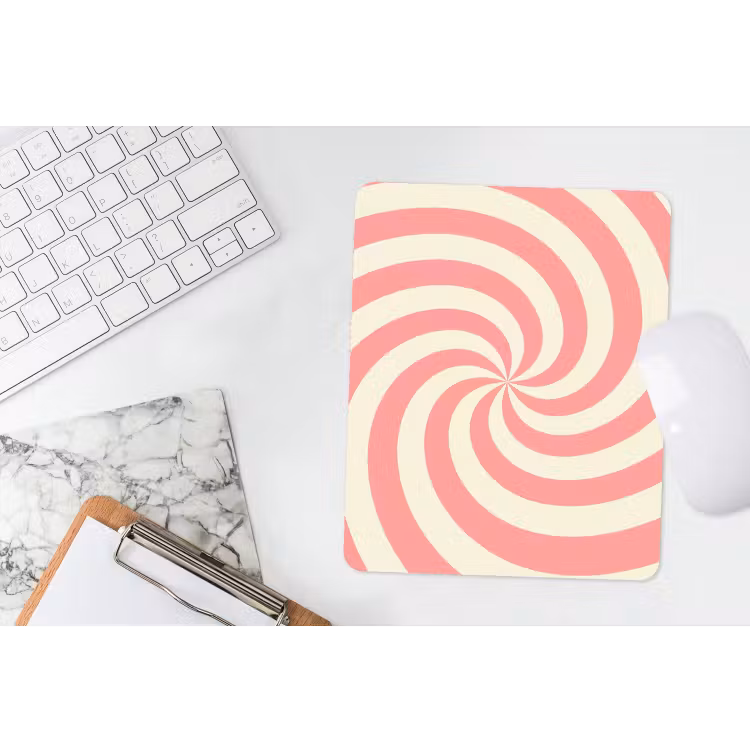 Mouse Pad - Spiral - Pattern - Abstract - Pink - Beige — 4