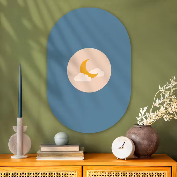 Oval - Glass - Moon - Clouds - Nature - Abstract - Yellow — 2