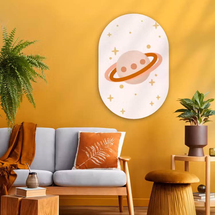 Oval - Glass - Planet - Rings - Space - Illustration - Beige — 3