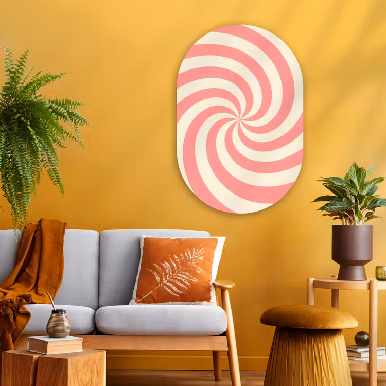 Oval - Glass - Spiral - Pattern - Abstract - Pink - Beige — 3