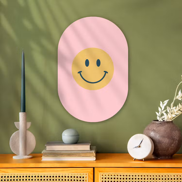 Oval - Plastic - Smiley - Yellow - Pink - Symbol - Minimalist — 2