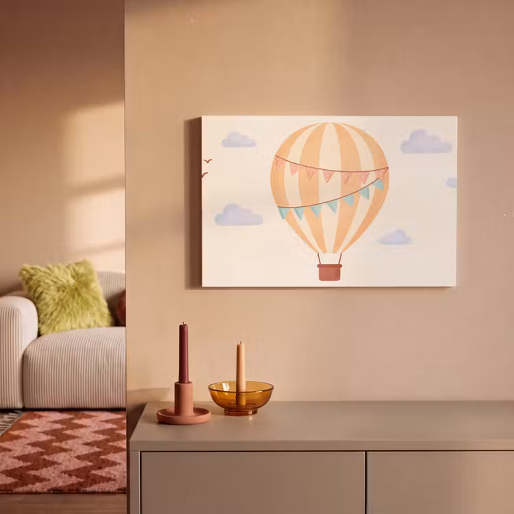 Canvas Print - Hot Air Balloon - Clouds - Illustration - Soft - Children's Room — 1