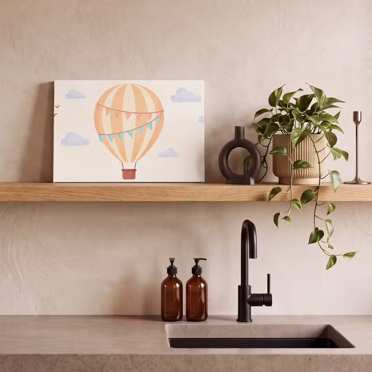 Canvas Print - Hot Air Balloon - Clouds - Illustration - Soft - Children's Room — 2
