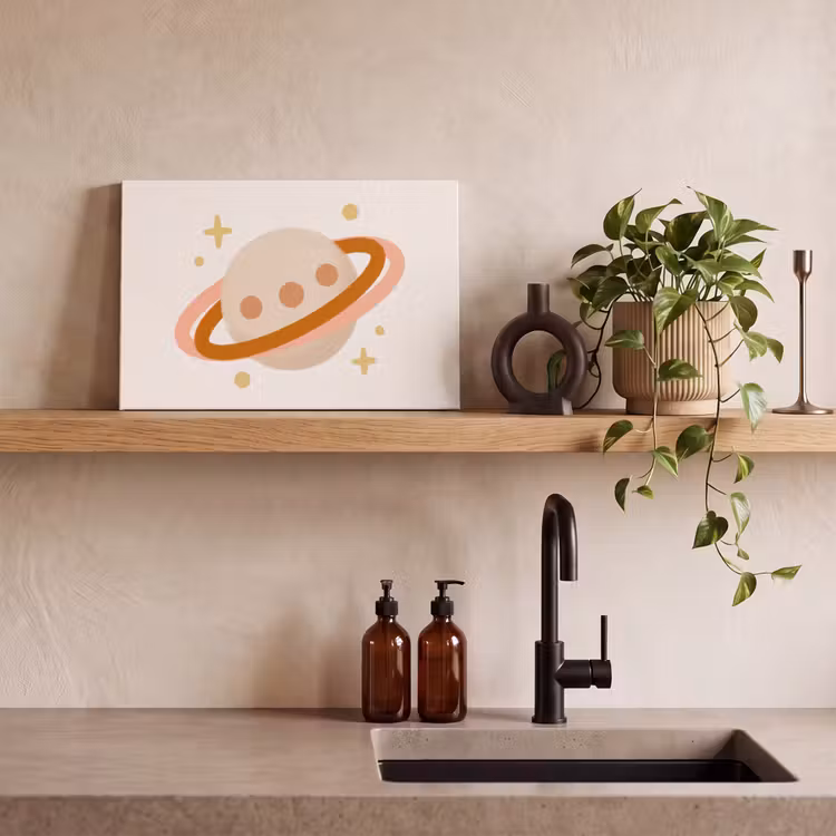 Canvas Print - Planet - Rings - Space - Illustration - Beige — 2