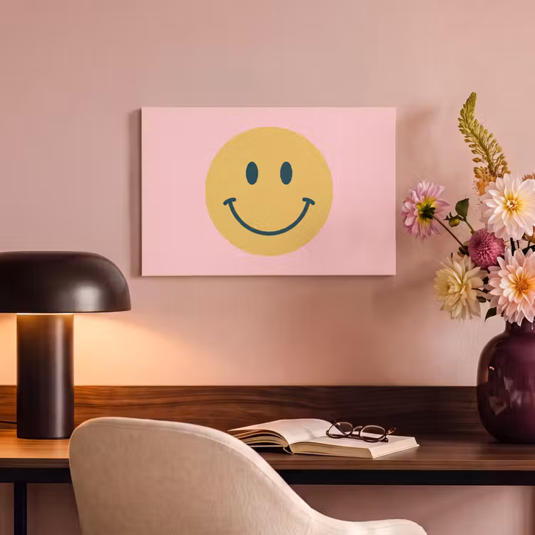 Canvas Print - Smiley - Yellow - Pink - Symbol - Minimalist — 3