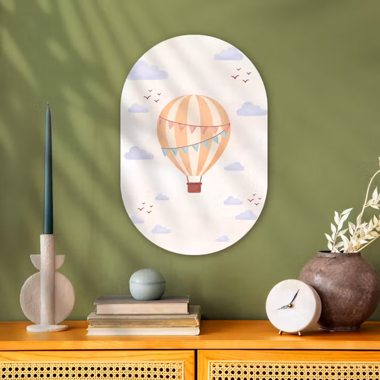 Oval - Plastic - Hot Air Balloon - Clouds - Illustration - Soft - Children's Room — 1