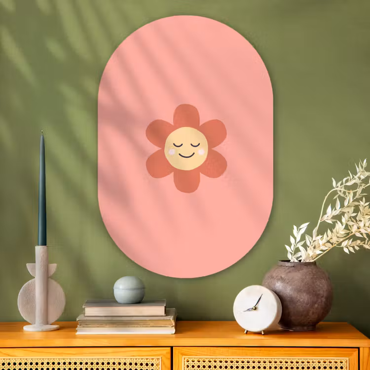 Oval - Glass - Flowers - Cartoon - Child - Pink — 2