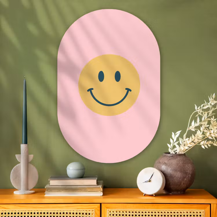 Oval - Glass - Smiley - Yellow - Pink - Symbol - Minimalist — 2