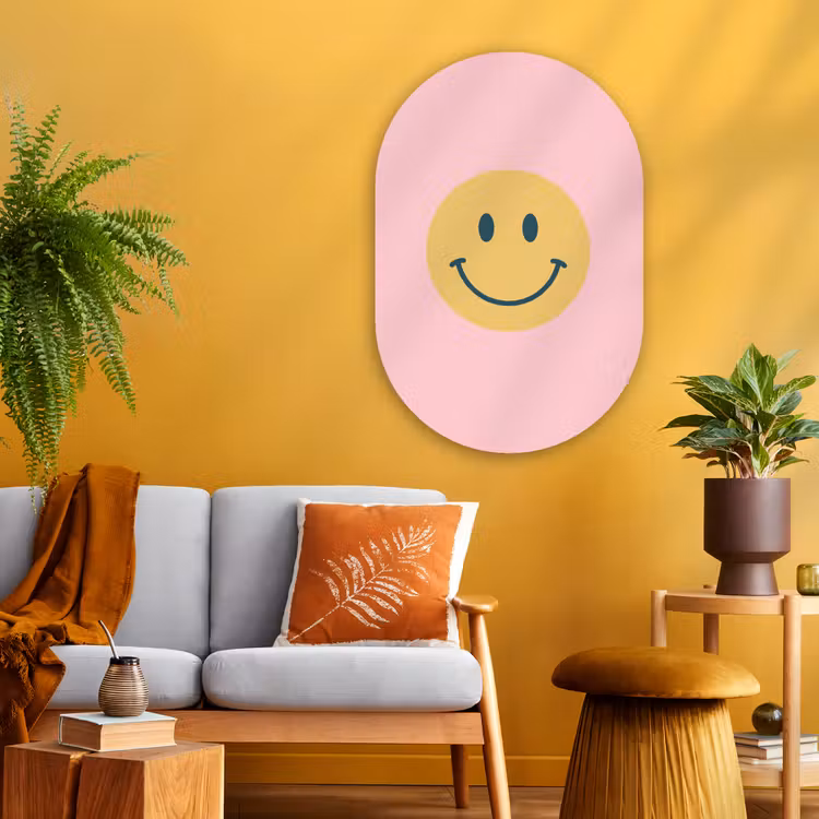 Oval - Glass - Smiley - Yellow - Pink - Symbol - Minimalist — 3