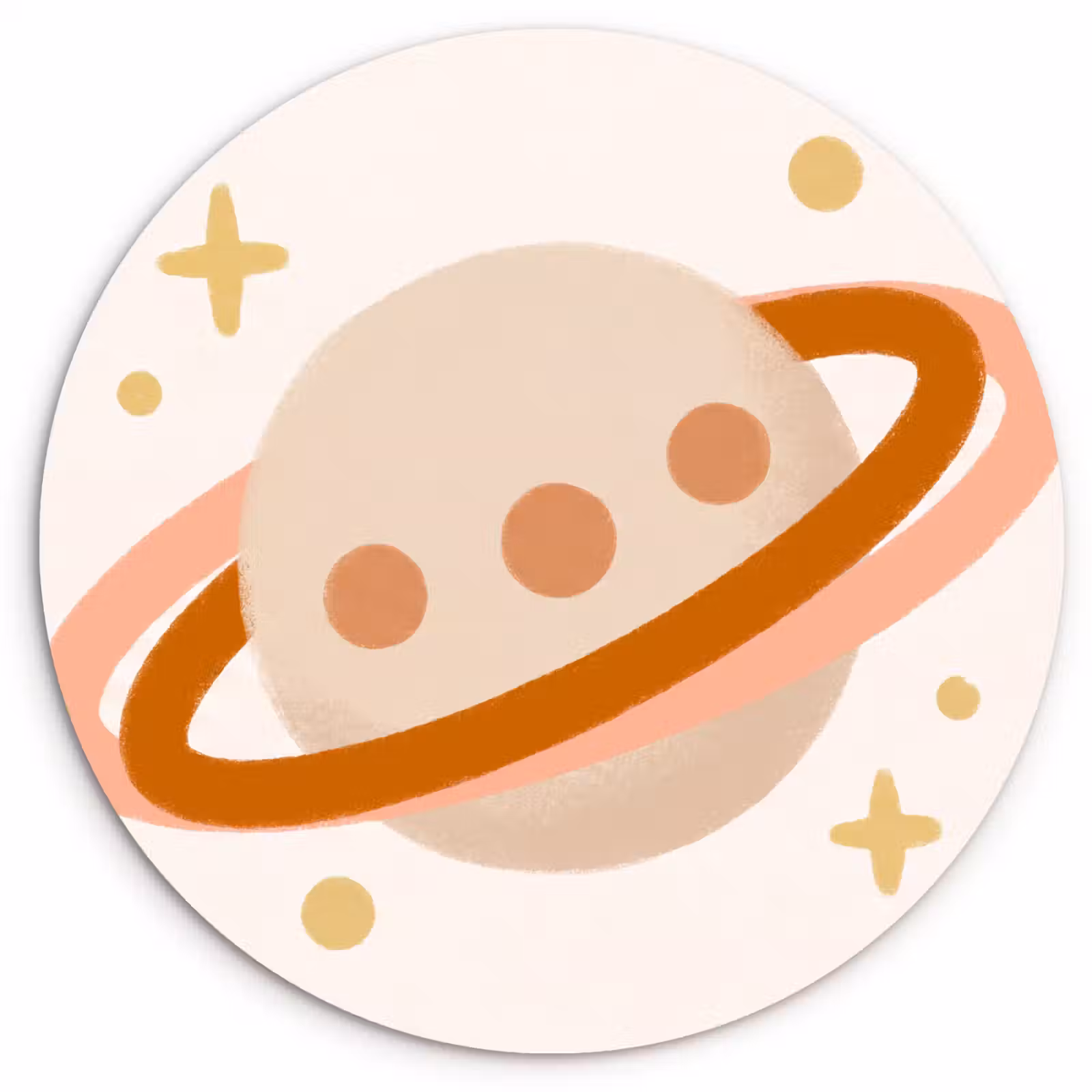 round wall art - Planet - Rings - Space - Illustration - Beige — 1
